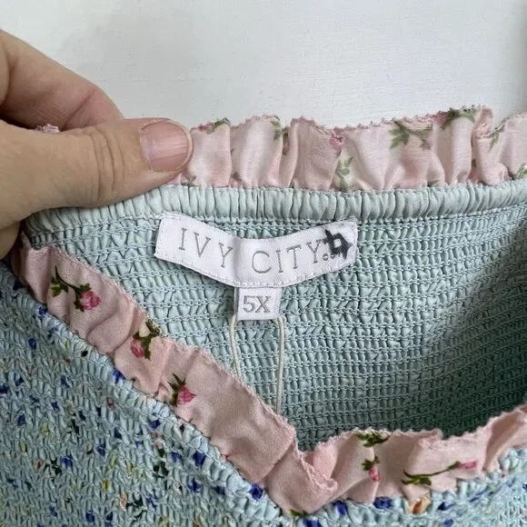 NEW IVY‎ CITY EMILY midi DRESS Tiered Ruffle Smocked Patchwork 5X CottageCore - Picture 7 of 16